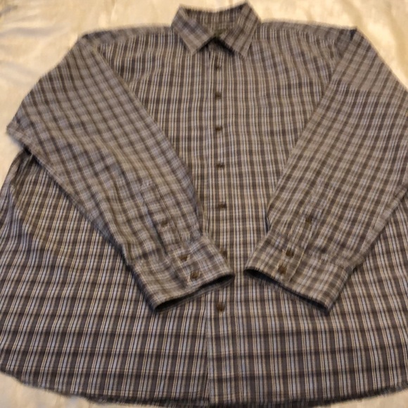 EDDIE BAUER XL TALL 100% COTTON BUTTON DOWN LONG SLEEVE PLAID SHIRT GREY - #393 - Picture 8 of 8